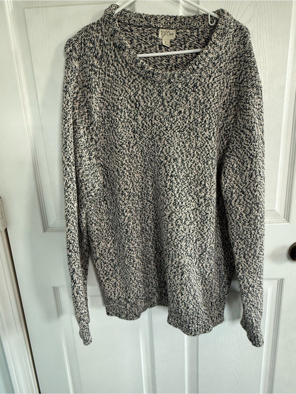 J.Crew Oversized 100% Cotton Marled Sweater L Coastal Fisherman Quiet Luxury